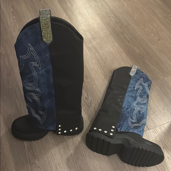 CAPE ROBBIN denim fold-over platform boots with rhinestone and Western-style❣️ - Picture 16 of 16